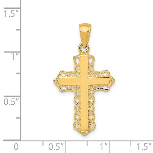 14K Lace Trim Cross Pendant