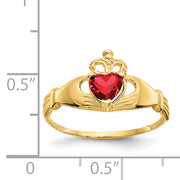 14k CZ January Birthstone Claddagh Heart Ring