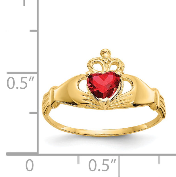 14k CZ January Birthstone Claddagh Heart Ring