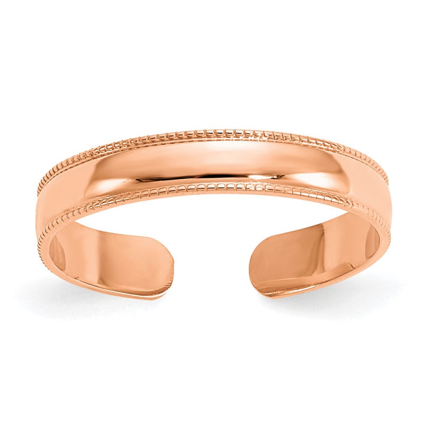 14k Rose Gold Mill Grain Adjustable Toe Ring