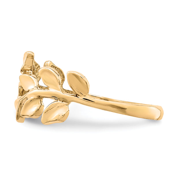 14K Polished Leaf Ring