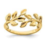 14K Polished Leaf Ring