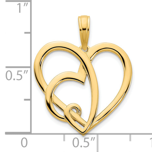 14k  Heart in a Heart Pendant