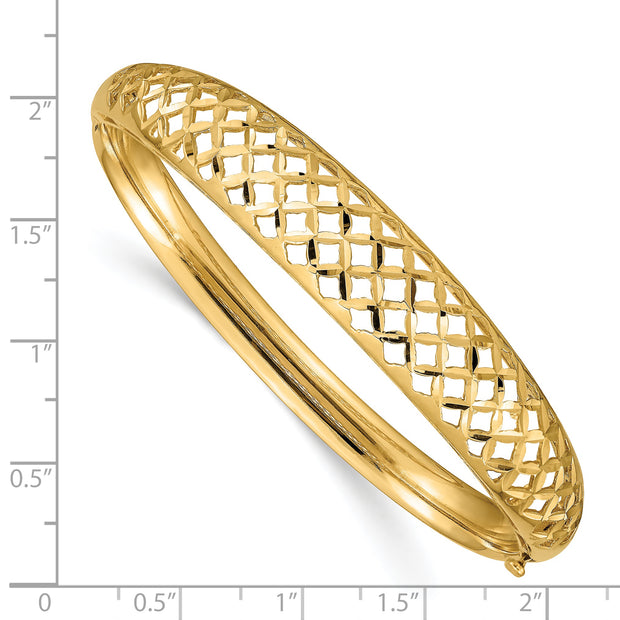 14k 6.25-12.5mm Graduated Fancy Weave Hinged Bangle Bracelet