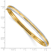 14k 3/16 w/White Rhodium Diamond-Cut Hinged Bangle