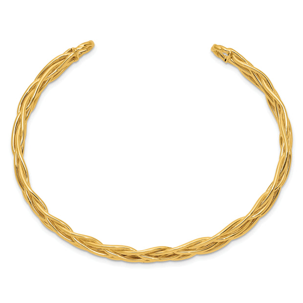 14k Polished Woven Cuff Bangle