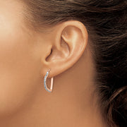 14k Rose Gold Diamond Fascination Heart Hoop Earrings