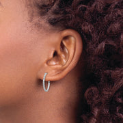 14k White Gold Diamond Fascination Oval Hoop Earrings