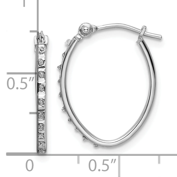 14k White Gold Diamond Fascination Oval Hoop Earrings