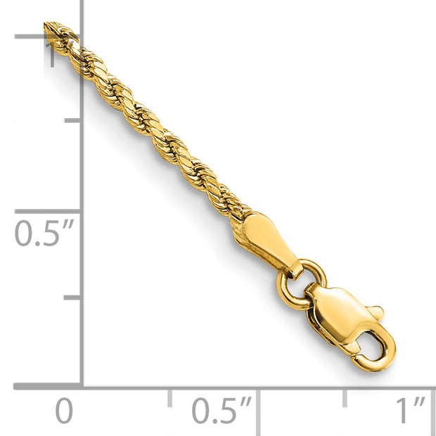 14k 2mm Semi-solid D/C Rope Chain