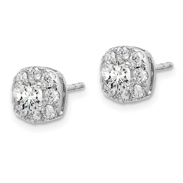 14K White Gold Lab Grown Diamond VS/SI FGH Cushion Halo Earrings