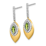 14k Two-tone Peridot and Diamond Dangle Earrings