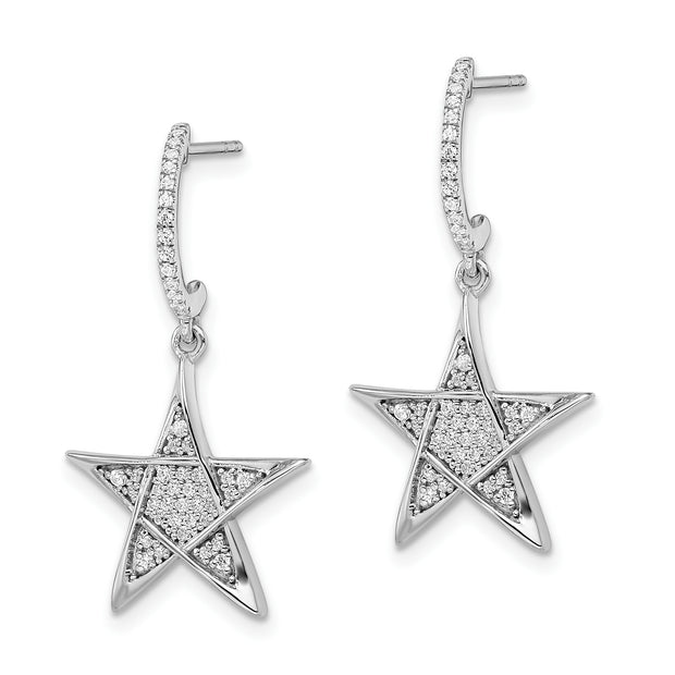 14k White Gold Polished Diamond Star Post Earrings