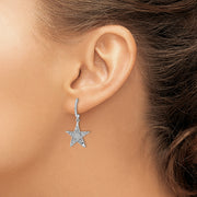 14k White Gold Polished Diamond Star Post Earrings