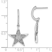 14k White Gold Polished Diamond Star Post Earrings