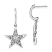 14k White Gold Polished Diamond Star Post Earrings