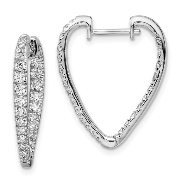 14k White Gold Polished Diamond In & Out Hoop Earrings