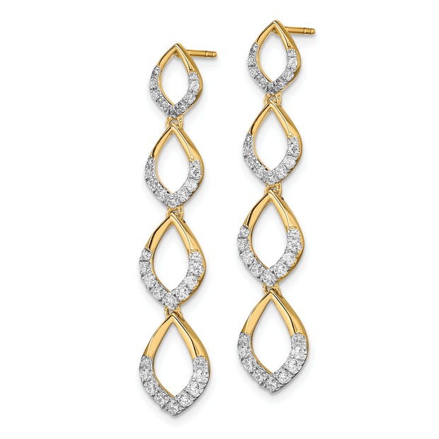 14k Polished Dangle Diamond Post Earrings