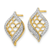 14k Polished Fancy Diamond Post Earrings