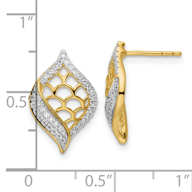 14k Polished Fancy Diamond Post Earrings