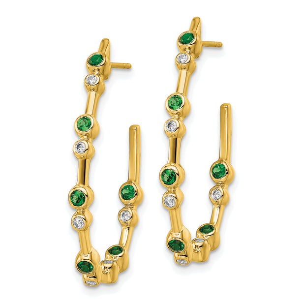 14K TRUE ORIGIN Lab Grown Diamond VS DEF Emerald Earrings