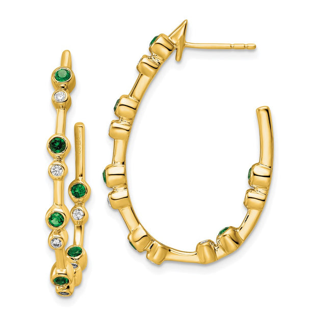 14K TRUE ORIGIN Lab Grown Diamond VS DEF Emerald Earrings