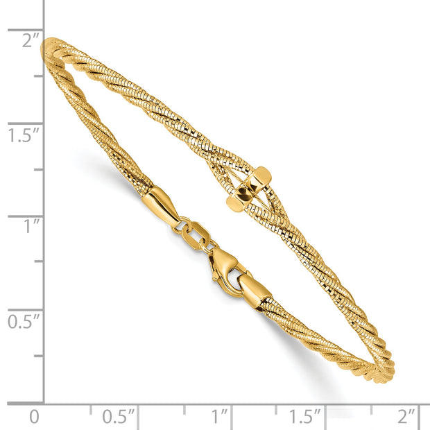 14K Polished Diamond-Cut Twisted Bracelet