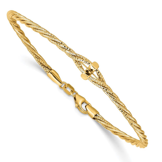 14K Polished Diamond-Cut Twisted Bracelet