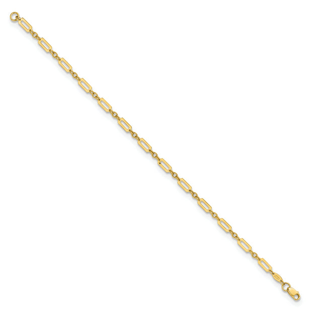 14K Polished Fancy Rectangle Link 7.5in Bracelet