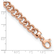 14K Rose Gold Polished And Textured Fancy Link Bracelet
