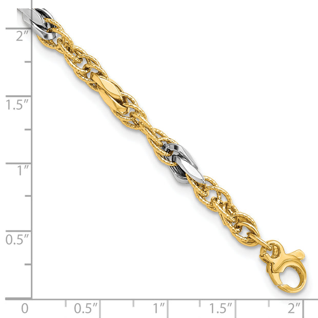 14K Two-Tone Polished Fancy Link Bracelet