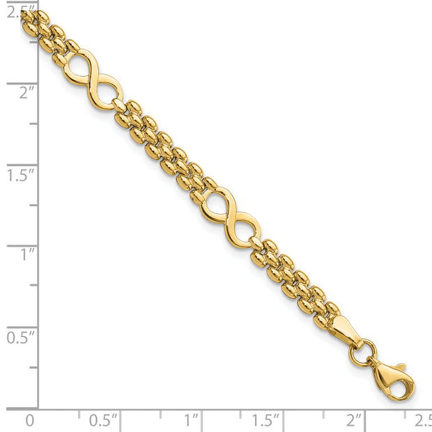 14K Polished Infinity and Fancy Link 7.5in Bracelet