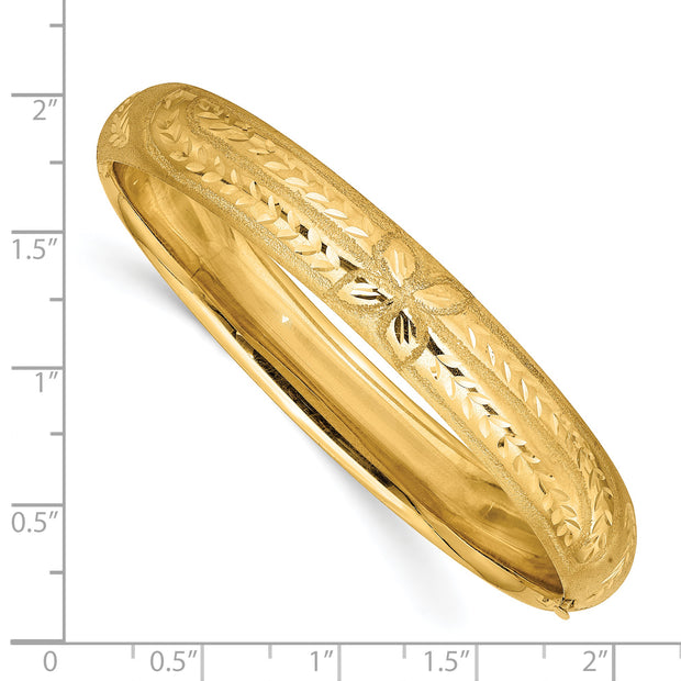 14k 7/16 Oversize Florentine Engraved Hinged Bangle Bracelet