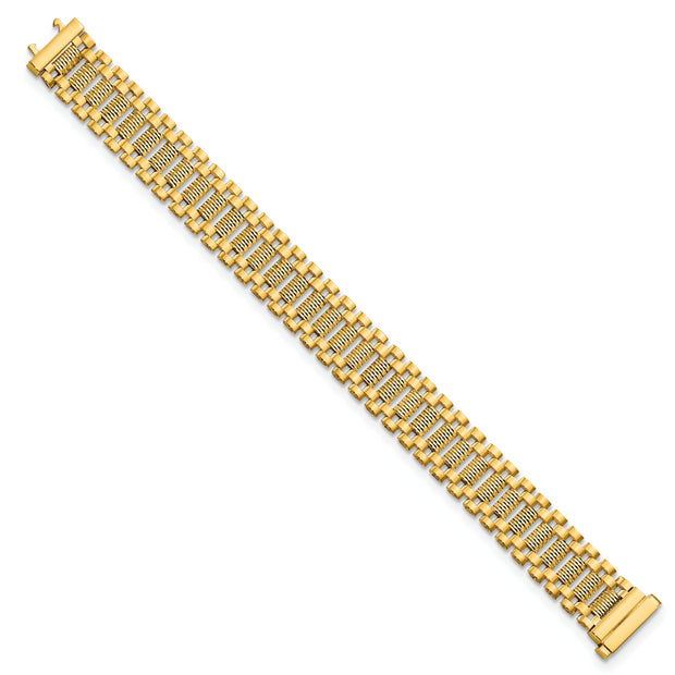 14K Polished & D/C Fancy Link Bracelet