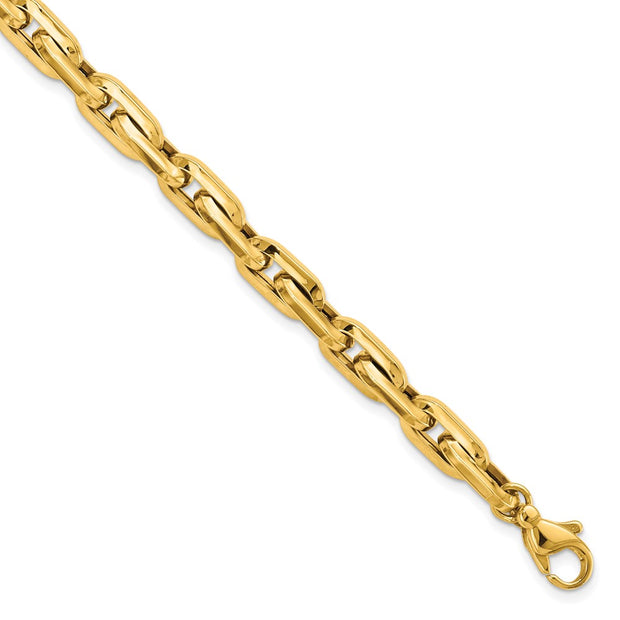 14K Polished Fancy Long Cable Link Mens 8.25in Bracelet