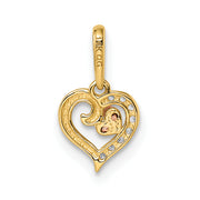 14k Two-tone Madi K CZ Hearts Pendant