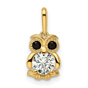 14k Madi K Black & White CZ Owl Pendant