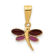 14K Madi K Polished Purple Enamel Dragonfly Pendant