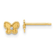 14K Madi K Polished and Satin CZ Butterfly Post Earrings