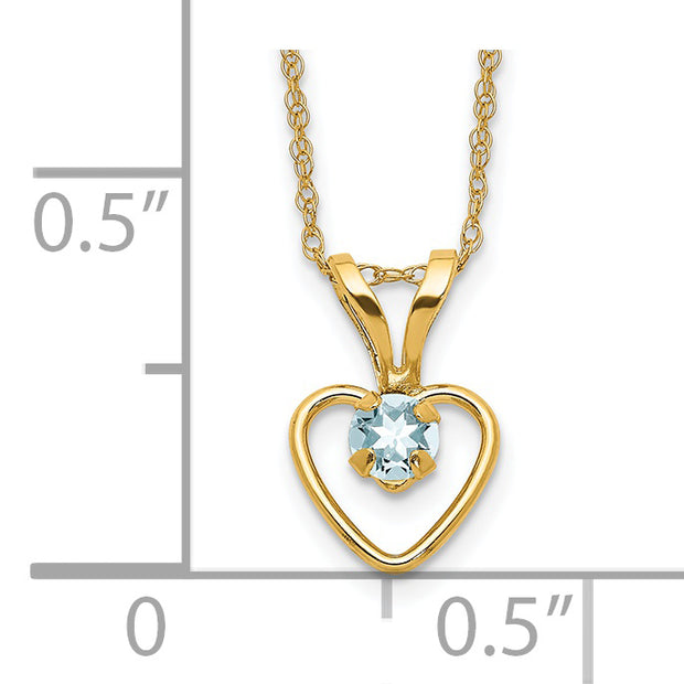 14k Madi K 3mm Aquamarine Heart Birthstone Necklace