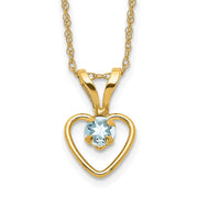 14k Madi K 3mm Aquamarine Heart Birthstone Necklace