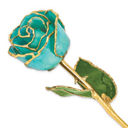 Lacquer Dipped Gold Trim Aqua Green Opalescent Rose