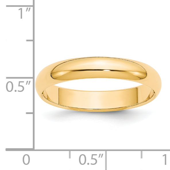 14KY 4mm Half-Round Wedding Band Size 7.5