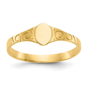 14k Polished Oval Baby Signet Ring