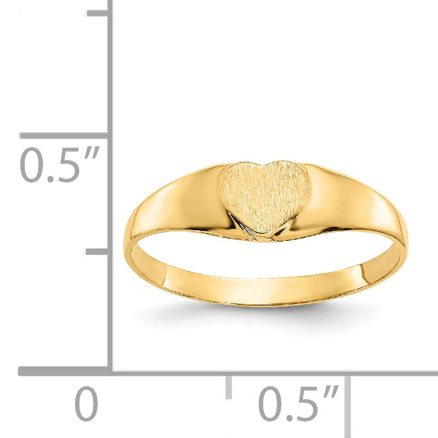 14k Satin Baby Heart Signet Ring