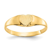 14k Satin Baby Heart Signet Ring