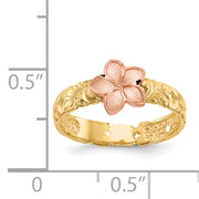 14K Two Tone Plumeria Baby Ring