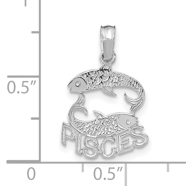 14k WG PISCES Zodiac Charm