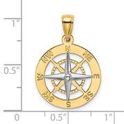 14K Nautical Compass w/White Gold Needle Charm
