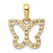 14k and White Rhodium Diamond-cut Butterfly Pendant